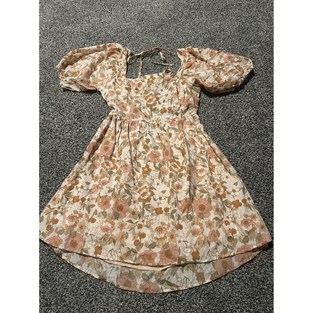 A15 Vici Collection Square Neck Puff Sleeve Floral‎ Mini Dress Size Large